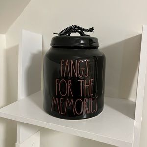 Rae Dunn Fangs For The Memories Halloween Black Ceramic Canister Candy Jar